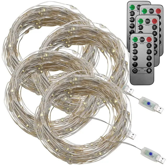 Lunartec Licht-Dekoration USB Lichterdraht tageslichtweiss 4er-Set