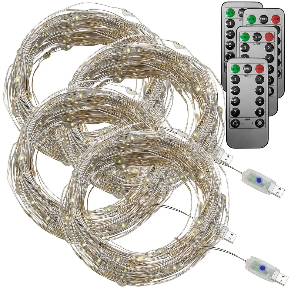 Lunartec Licht-Dekoration USB Lichterdraht tageslichtweiss 4er-Set