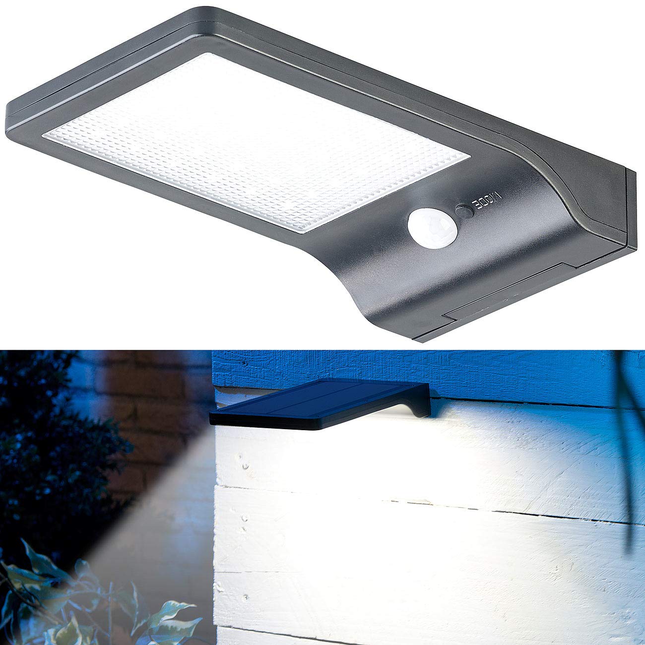 Lunartec Außenbeleuchtung Solar-Wandleuchte WL-122 2er-Set 350 lm