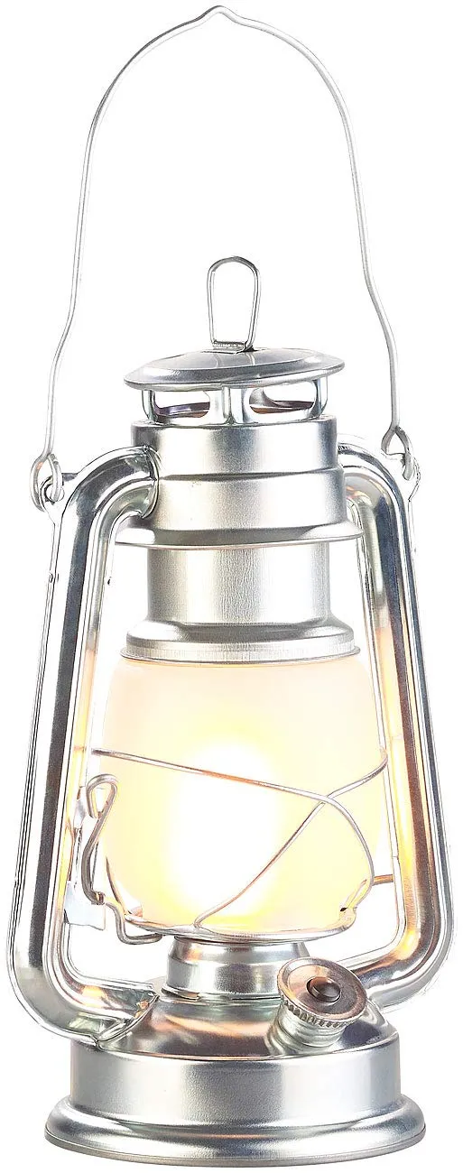 Lunartec Taschenlampen LED-Sturmlaterne Flammeneffekt silber 25 cm