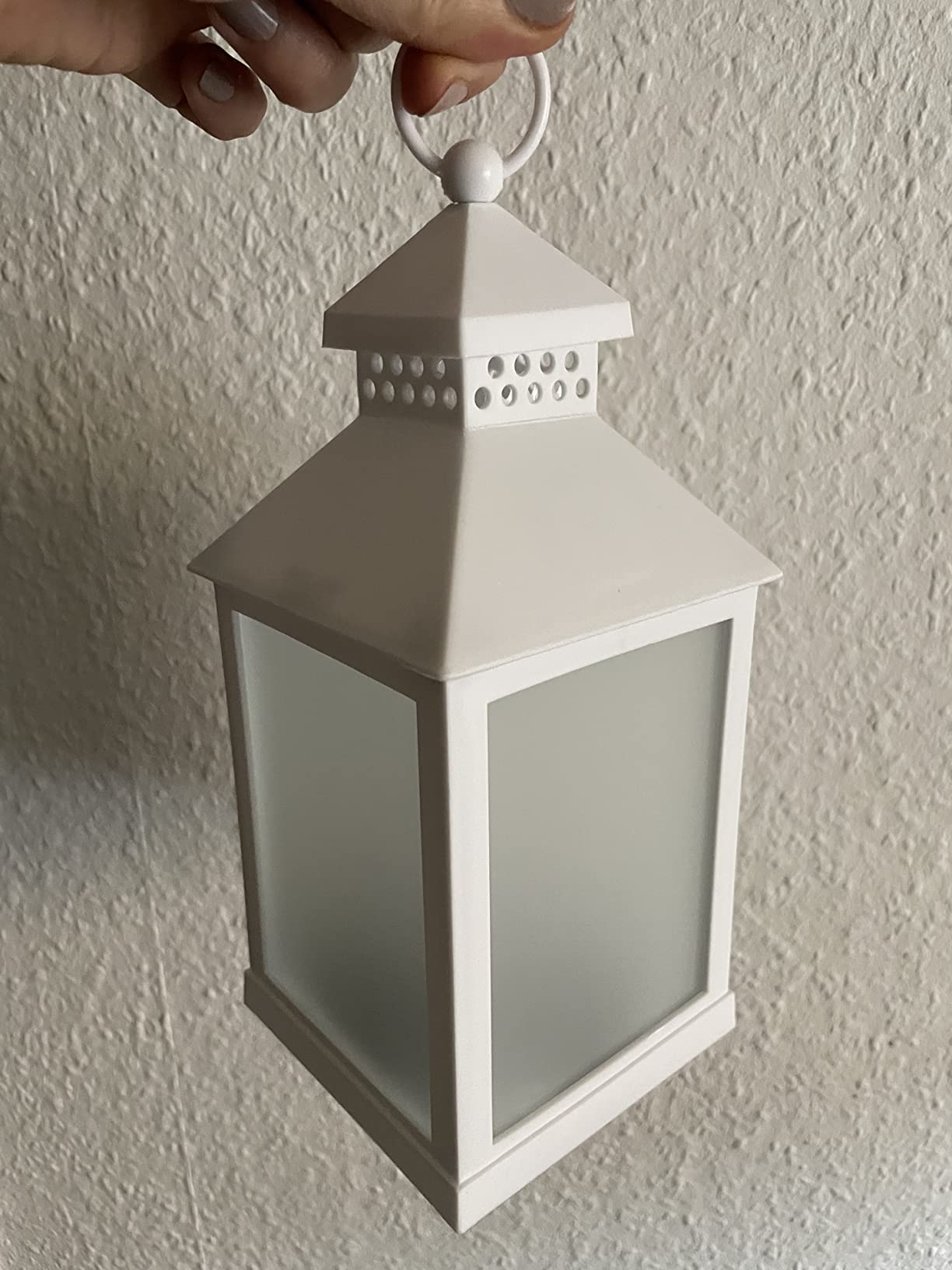 Lunartec LED-Laterne Flammenspiel Timer weiß batteriebetrieben