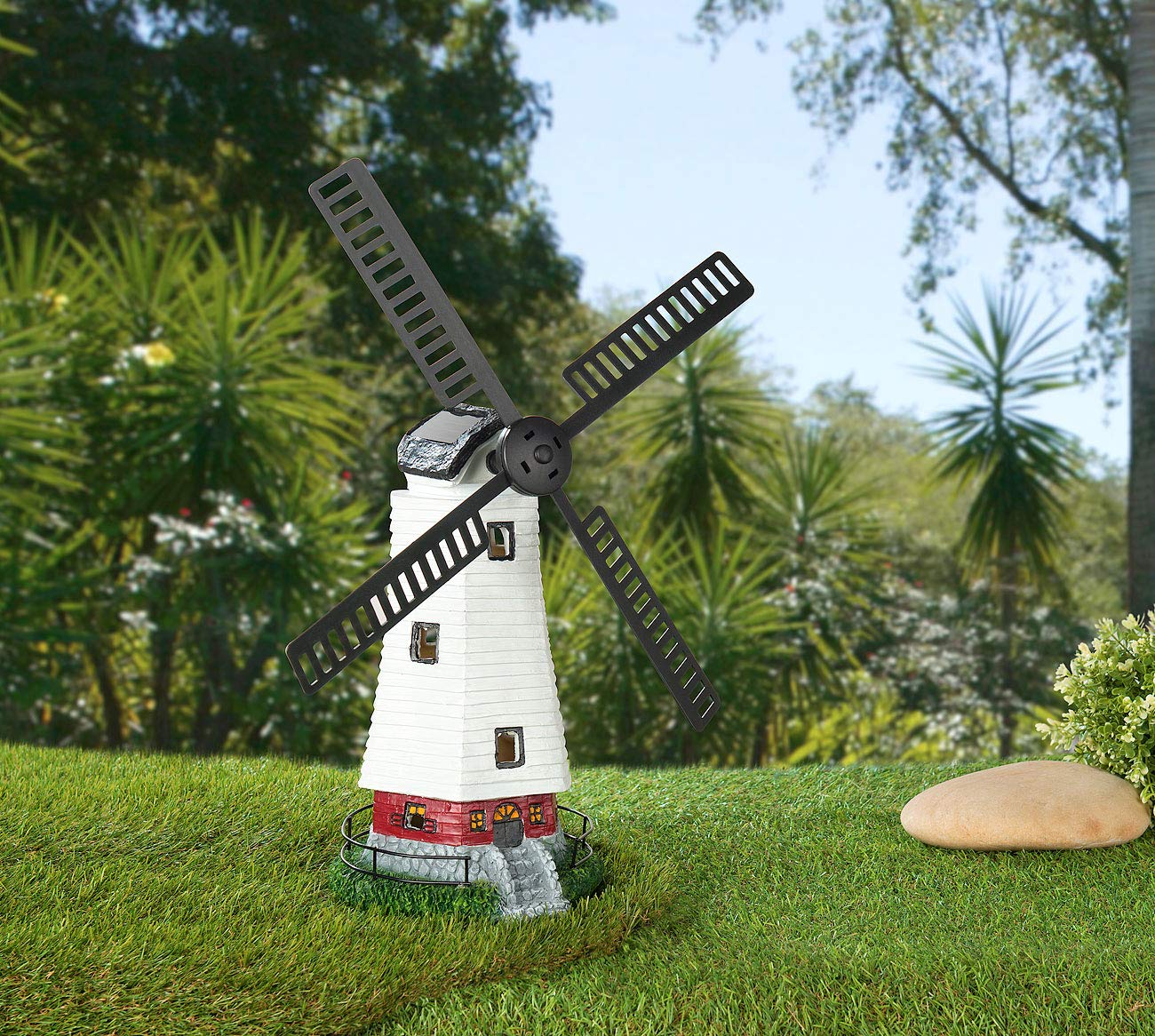 Lunartec Licht-Dekoration Windmühle Solar LED Garten 32 cm