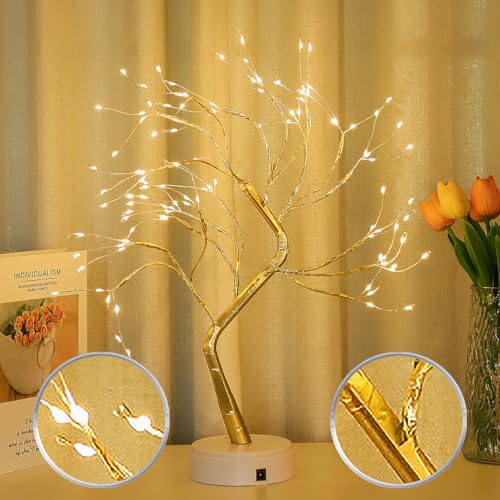 Lunartec Licht-Dekoration LED-Lichterbaum gold 53 cm 108 LEDs mit USB