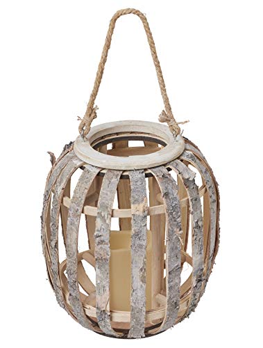 Bonetti LED Laterne Birkenholz mit LED-Kerze 28 cm batteriebetrieben
