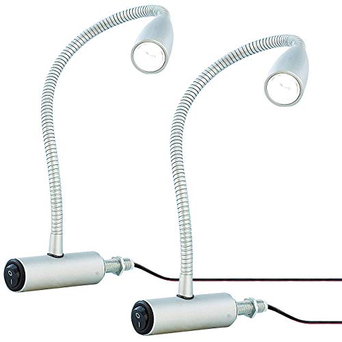 Lunartec Innenbeleuchtung 2er Bettleuchte Schwanenhals 45cm