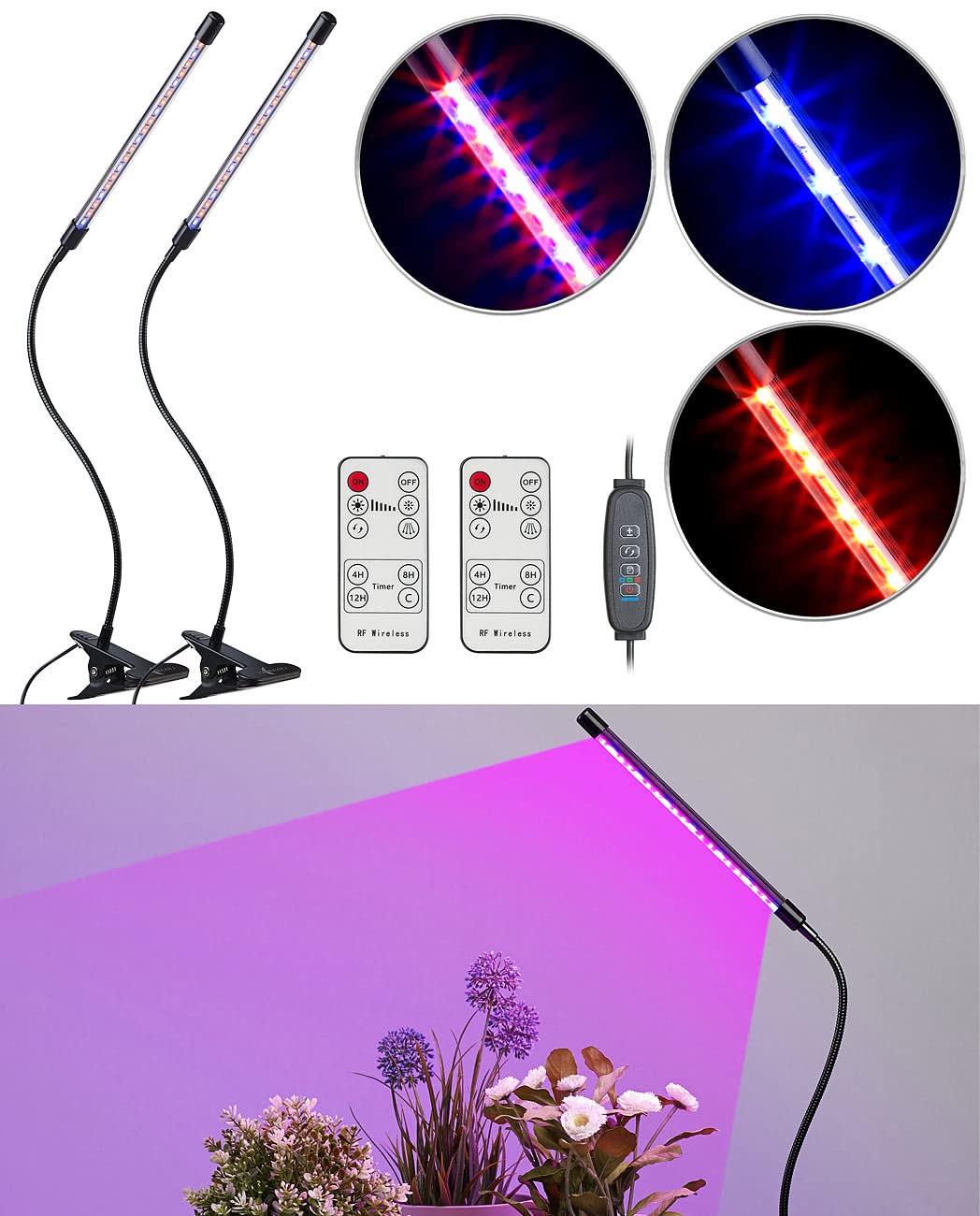 Lunartec Leuchtmittel Pflanzenlampe 2er-Set USB Schwanenhals