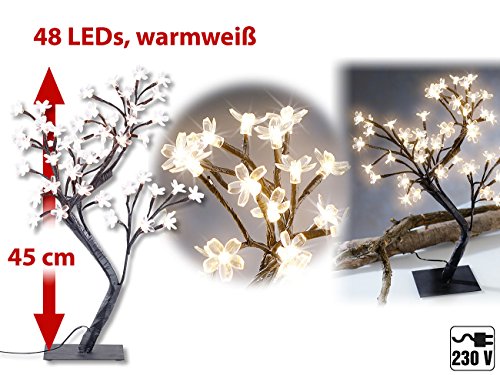Lunartec Licht-Dekoration LED-Lichterbaum 48 Blüten warmweiß 45 cm