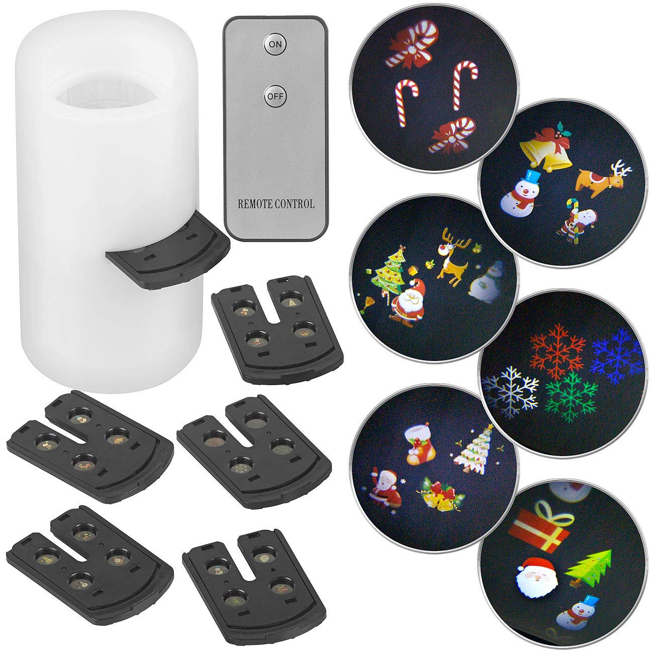 Lunartec Licht-Dekoration Projektionskerze 2er Set 24 Motive