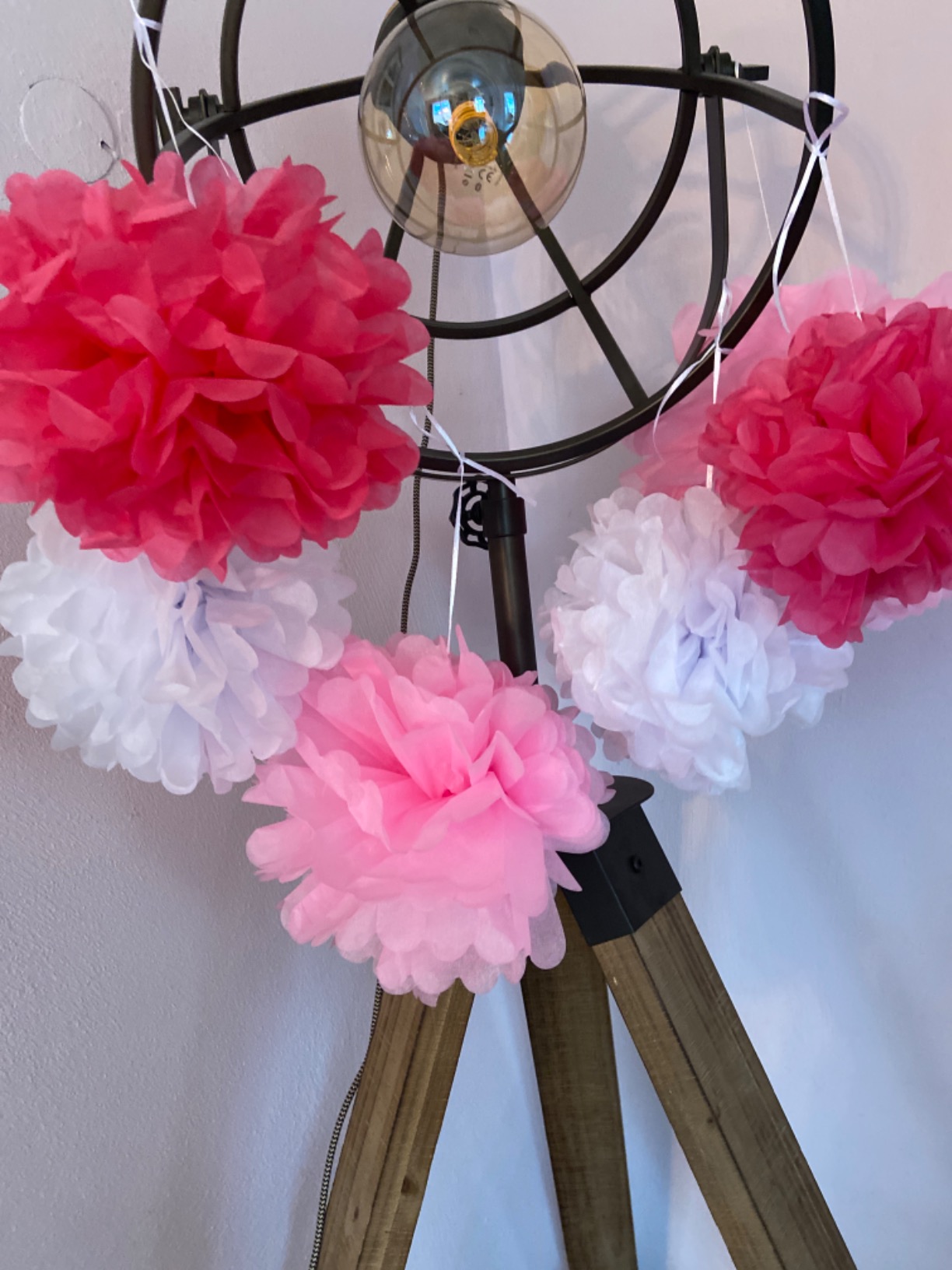 WEARXI Partydeko Pompons weiß 18 Stück Seidenpapier