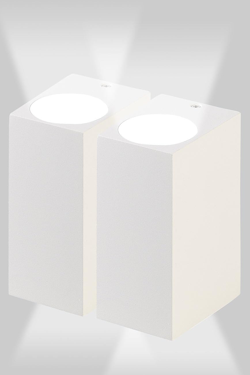 Lunartec Leuchtmittel Up-Down-Wandleuchte eckig GU10 weiß 2er