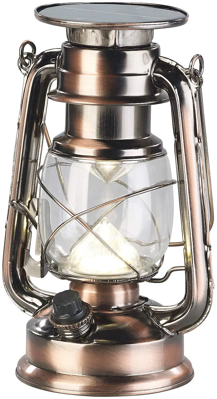 Lunartec Außenbeleuchtung Solar-Sturmlampe 200 lm warmweiß Bronze