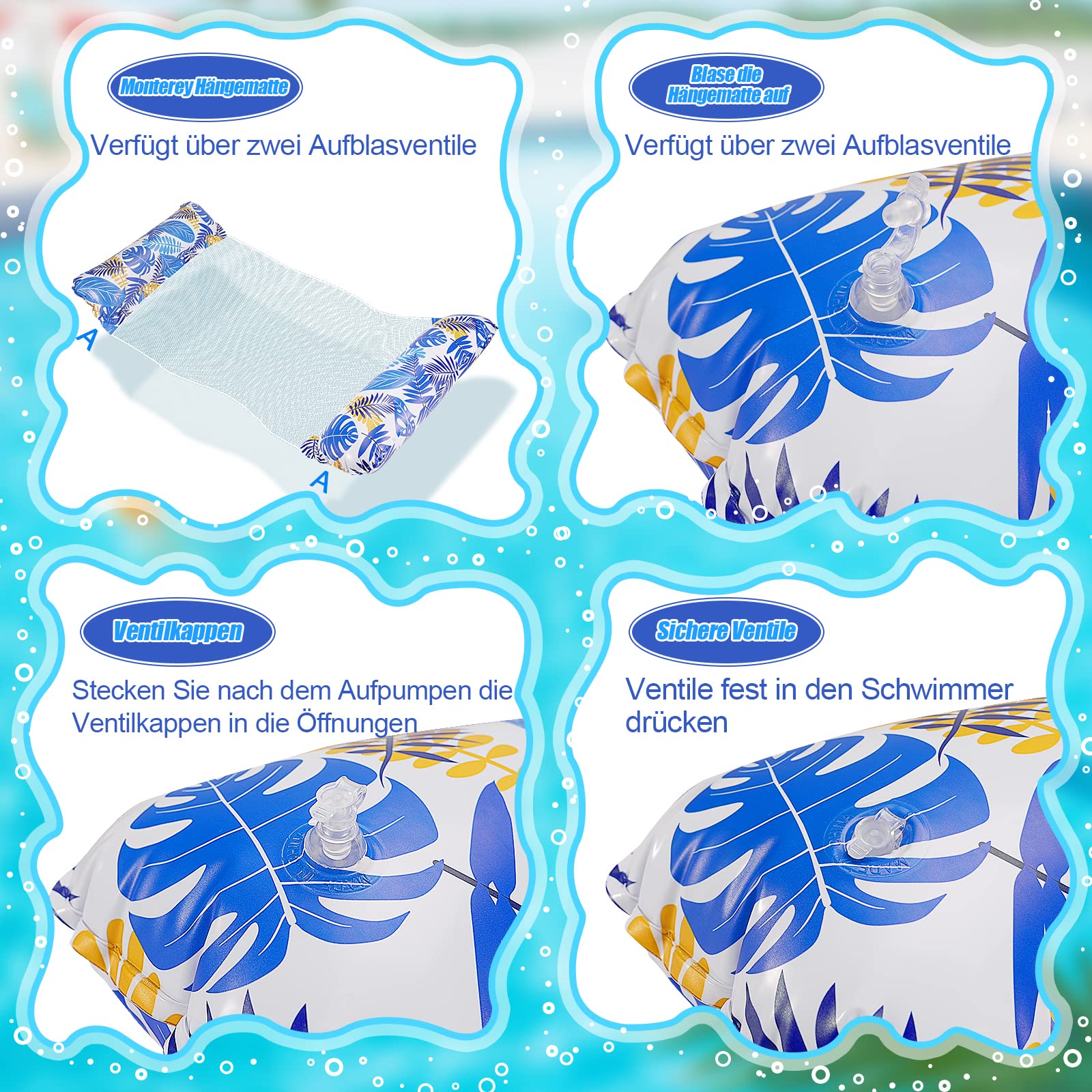 WEARXI Schwimmhilfen Luftmatratze Pool XL 2 Stück 4in1