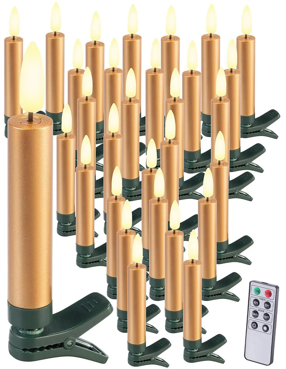 Lunartec Licht-Dekoration 30er LED-Baumkerzen Gold warmweiß