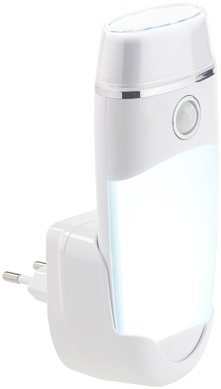 Lunartec 4in1 Steckdosenlampe Nachtlicht mit Akku
