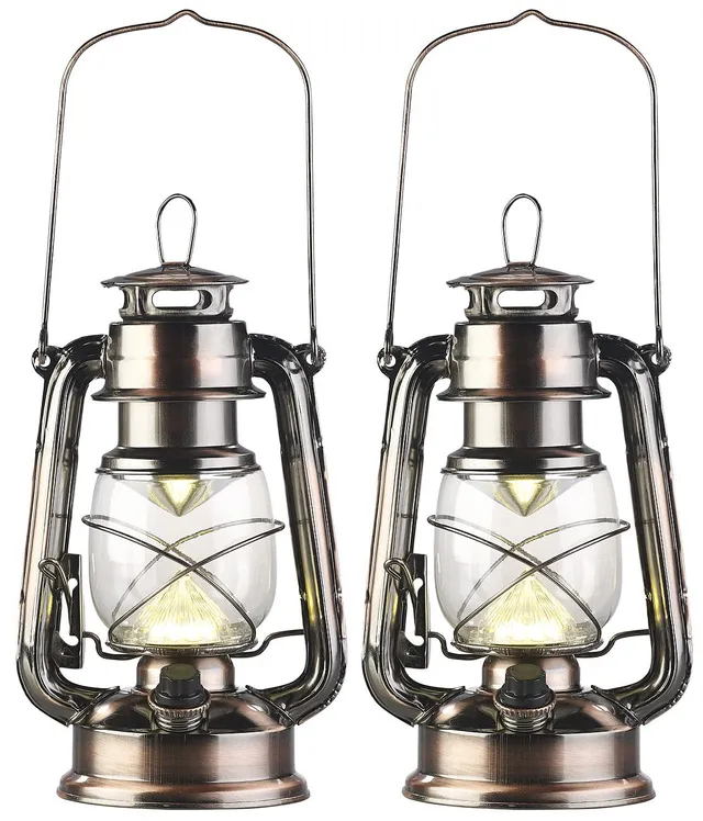Lunartec Taschenlampen LED-Sturmlampe 2er Bronze warmweiß