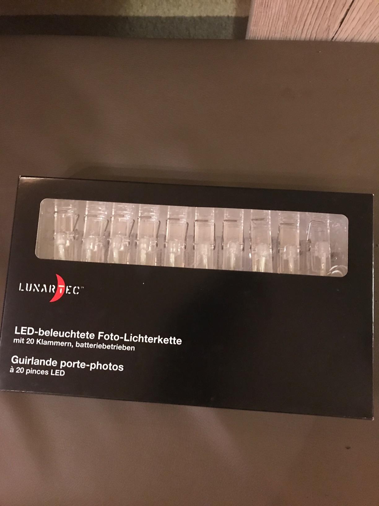 Lunartec Licht-Dekoration Foto-Lichterkette 20 Clips 6 m warmweiß