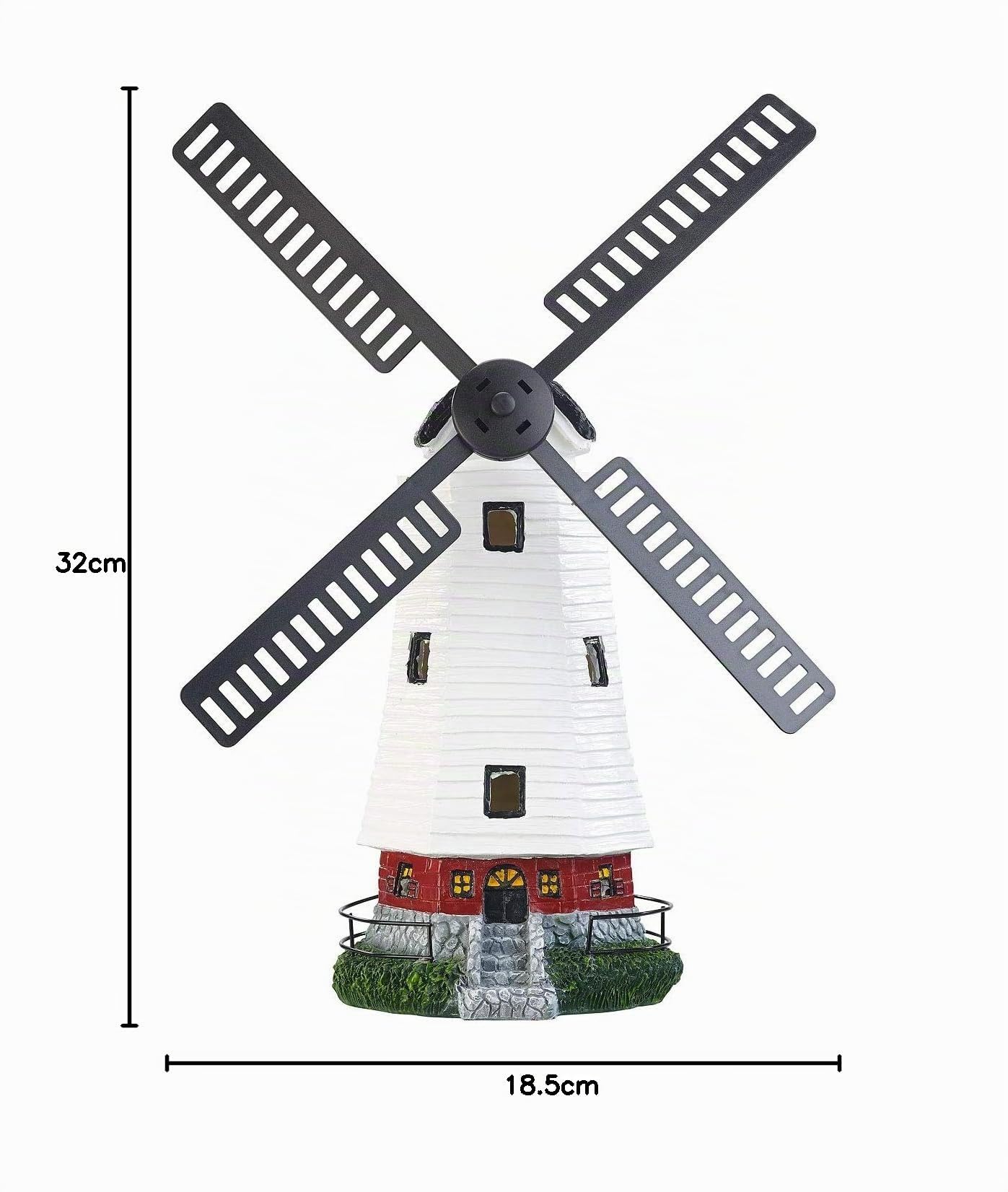 Lunartec Licht-Dekoration Windmühle Solar LED Garten 32 cm