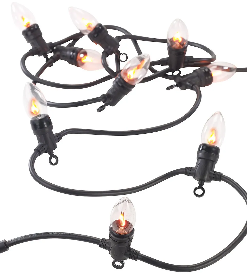 Lunartec Licht-Dekoration Lichterkette Flammen-Optik 10 Birnen 4,2m