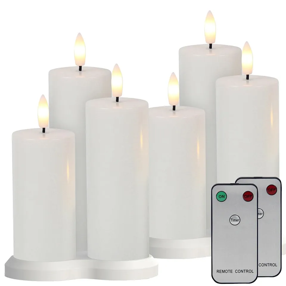 Lunartec Licht-Dekoration LED Stumpenkerzen 6er-Set mit Timer