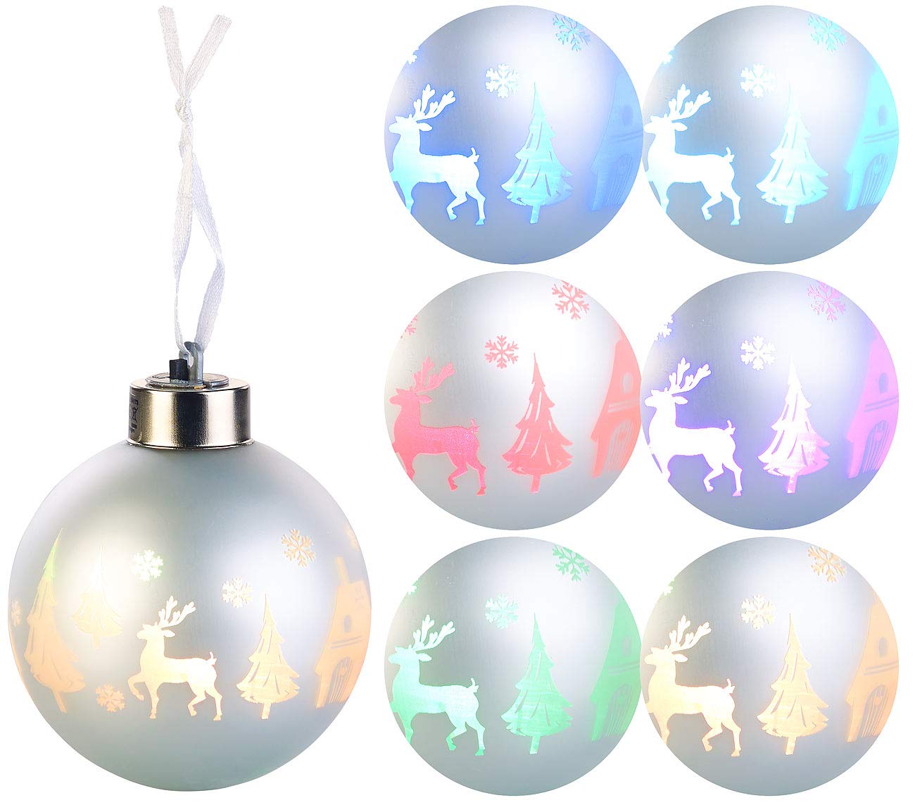 Lunartec Licht-Dekoration LED Weihnachtskugeln 8 cm 4er-Set Farbwechsel