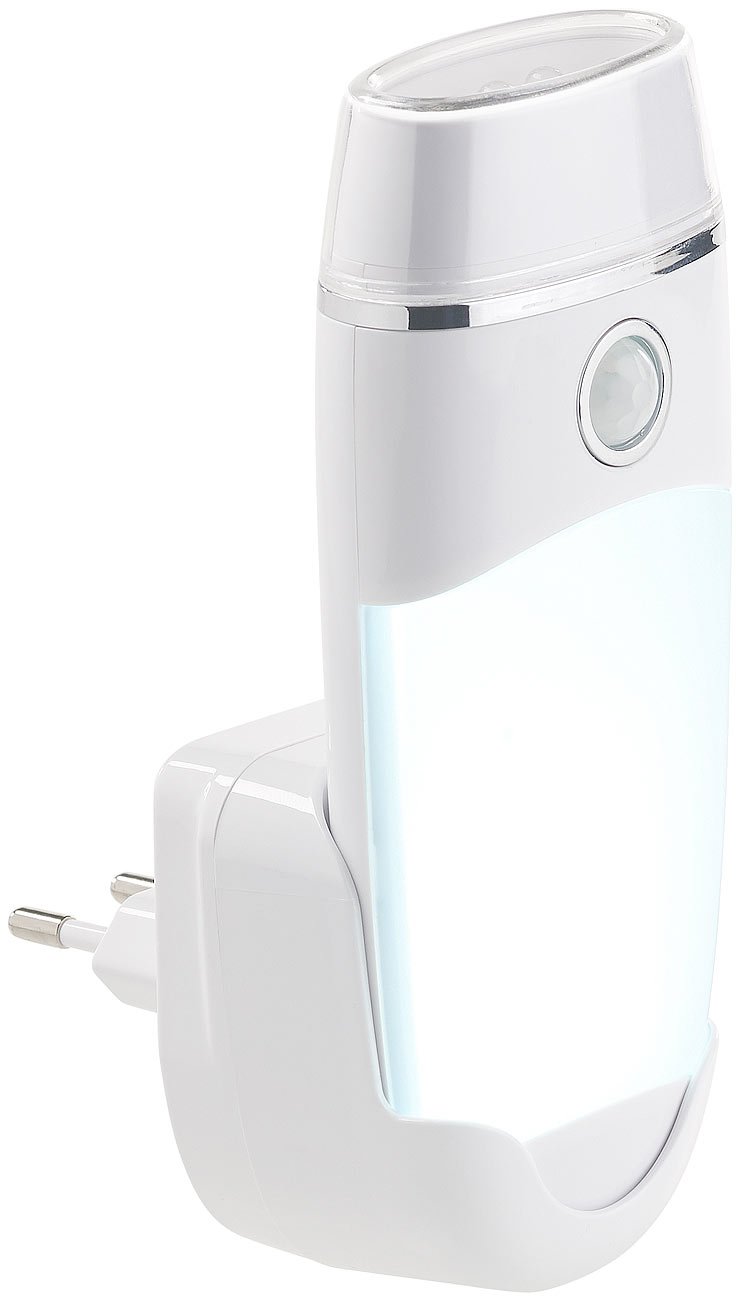Lunartec 4in1 Steckdosenlampe Nachtlicht mit Akku