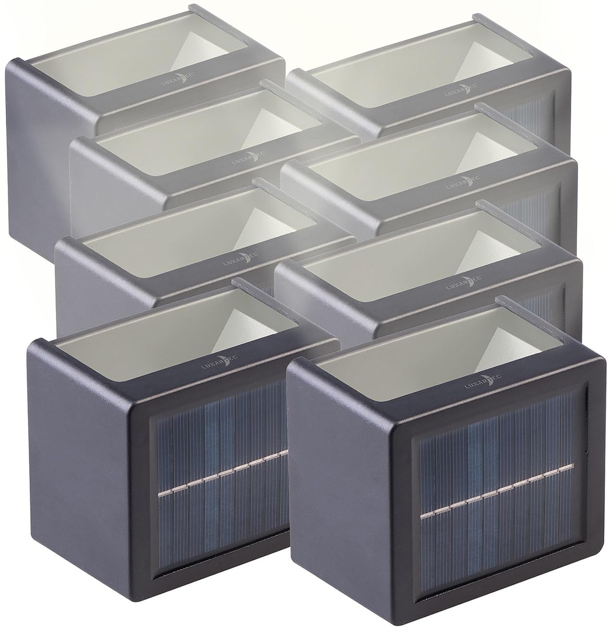 Lunartec Außenbeleuchtung Solar-Wandleuchte 8er-Set warmweiß IP65