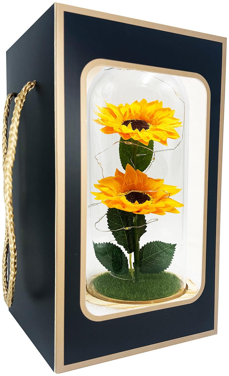 Lunartec Innenbeleuchtung Sonnenblumen Glas LED 21,5cm