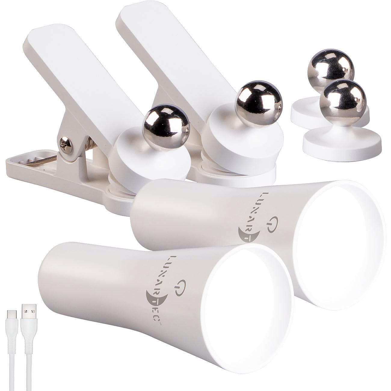 Lunartec Taschenlampen 3in1 Akku-Lampe weiß 2er-Set 150 Lumen