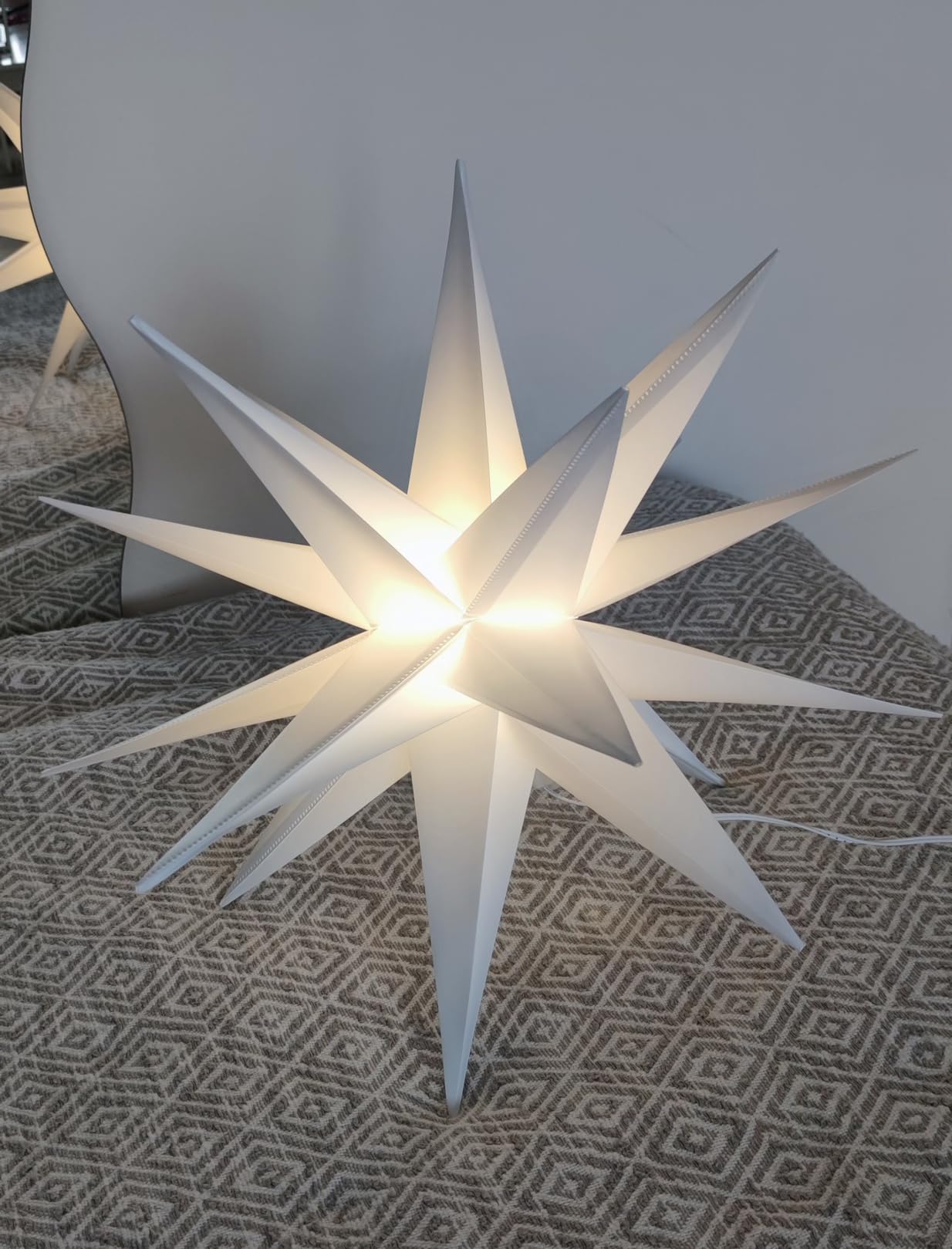 Bonetti 3D Leuchtstern 57cm weiß mit Netzstecker warmweiß