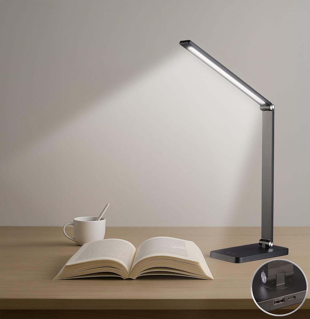 Lunartec Innenbeleuchtung Tischlampe LED Akku schwarz CCT