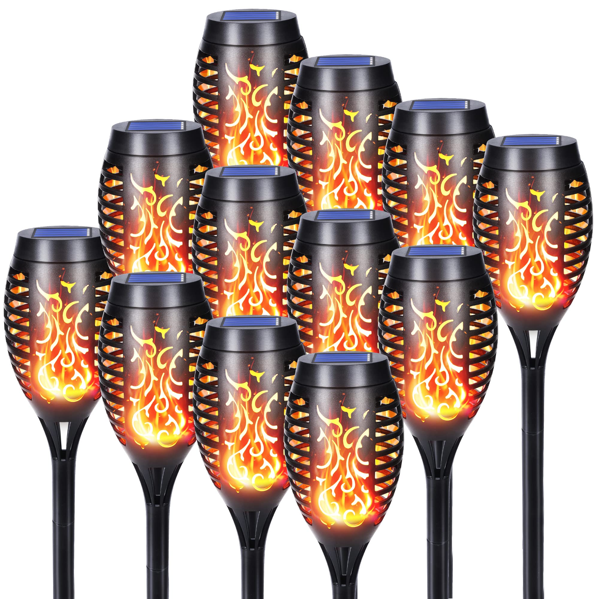 Qedertek Lighting Solarlampen 6 Stück mit Flammeneffekt IP65
