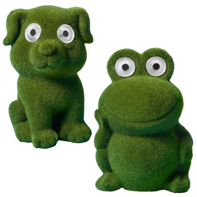 Bonetti Solar Lights Dekofigur 2er-Set Frosch & Hund
