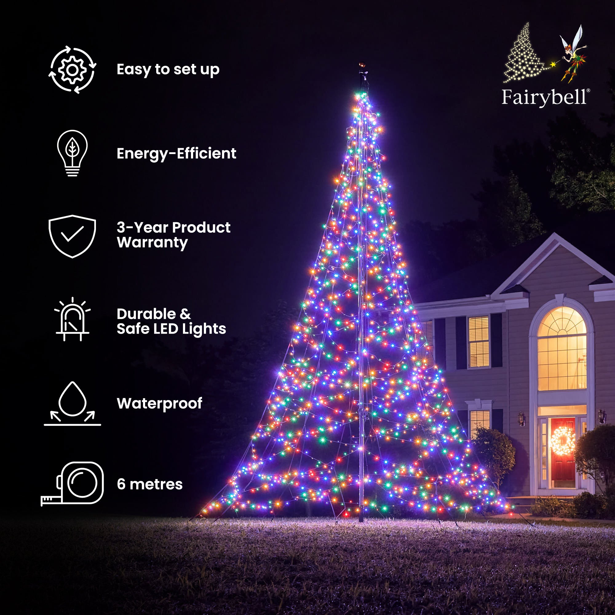 Fairybell Premium Fahnenmastbaum 6 m 1200 LED bunt