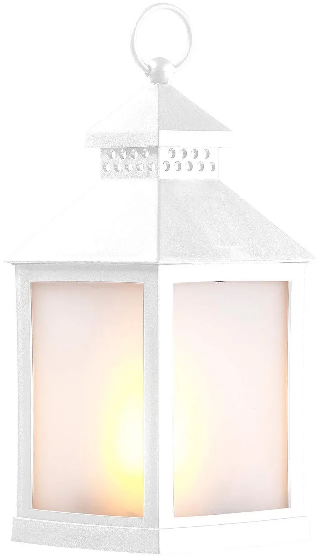 Lunartec LED-Laterne Flammenspiel Timer weiß batteriebetrieben