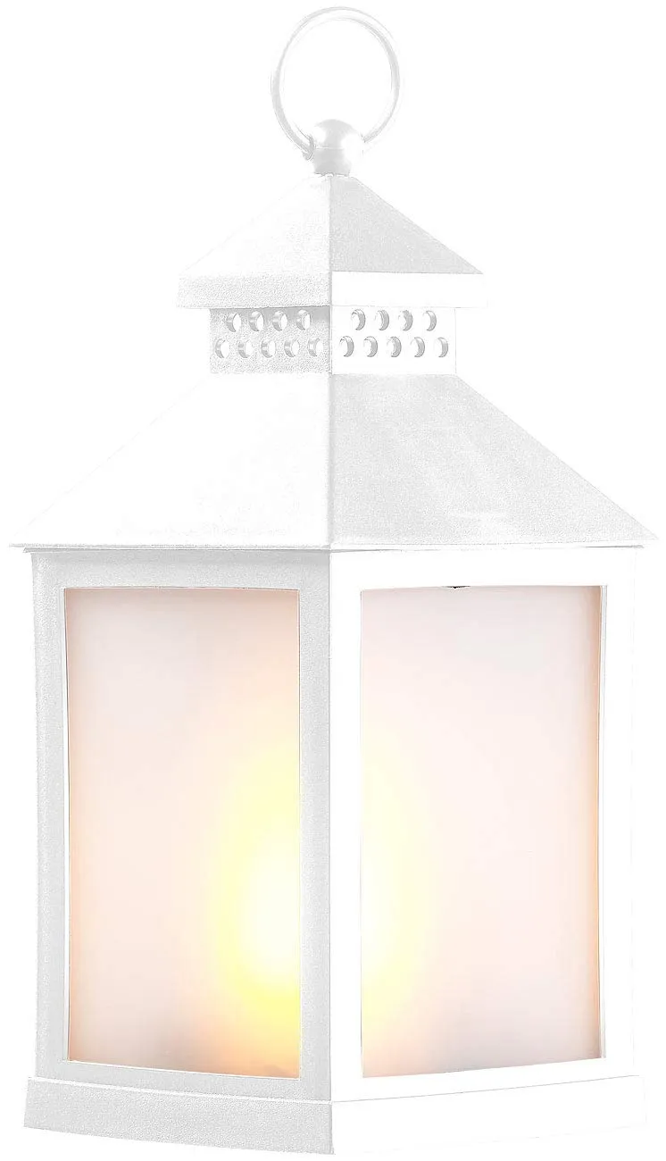 Lunartec LED-Laterne Flammenspiel Timer weiß batteriebetrieben