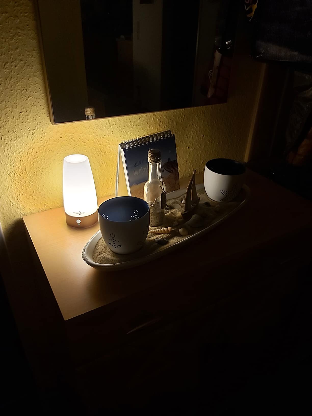 Lunartec Innenbeleuchtung LED Akku Tischlampe warmweiß PIR 2er-Set