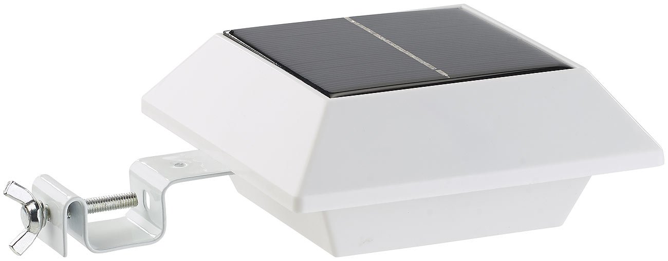 Lunartec Außenbeleuchtung NX-5564 Solar-Dachrinnenleuchte weiß mit Bewegungsmelder