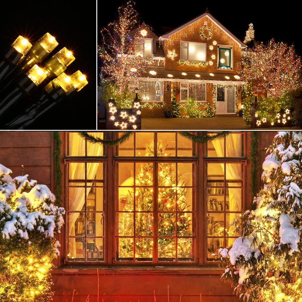 Qedertek Lighting Lichterkette 20m 200 LED warmweiß Batterie