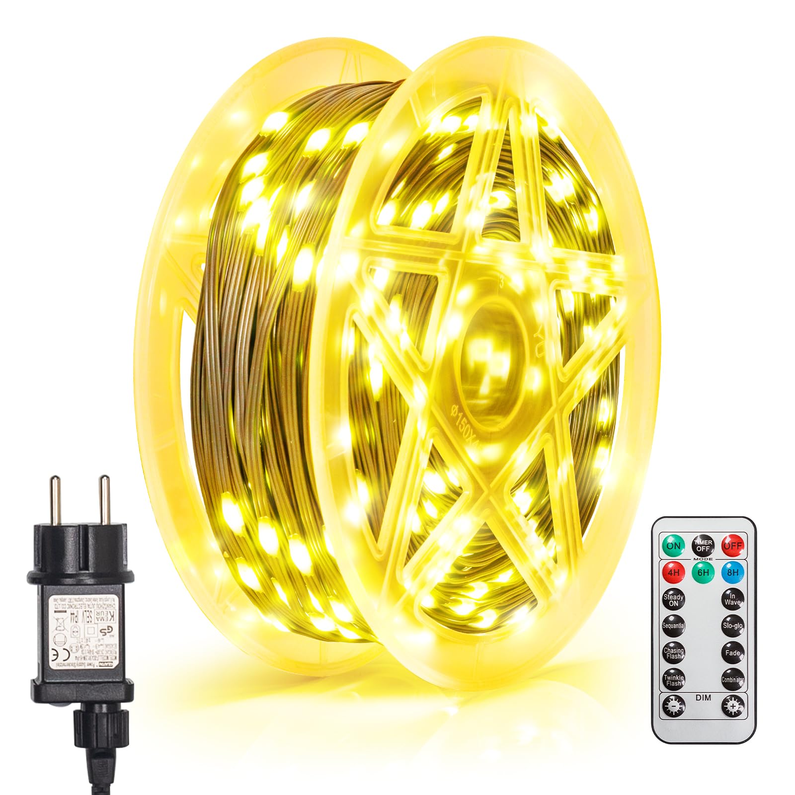 Bxroiu Lichterkette LED Mehrfarbig 60M 600 LEDs mit Timer