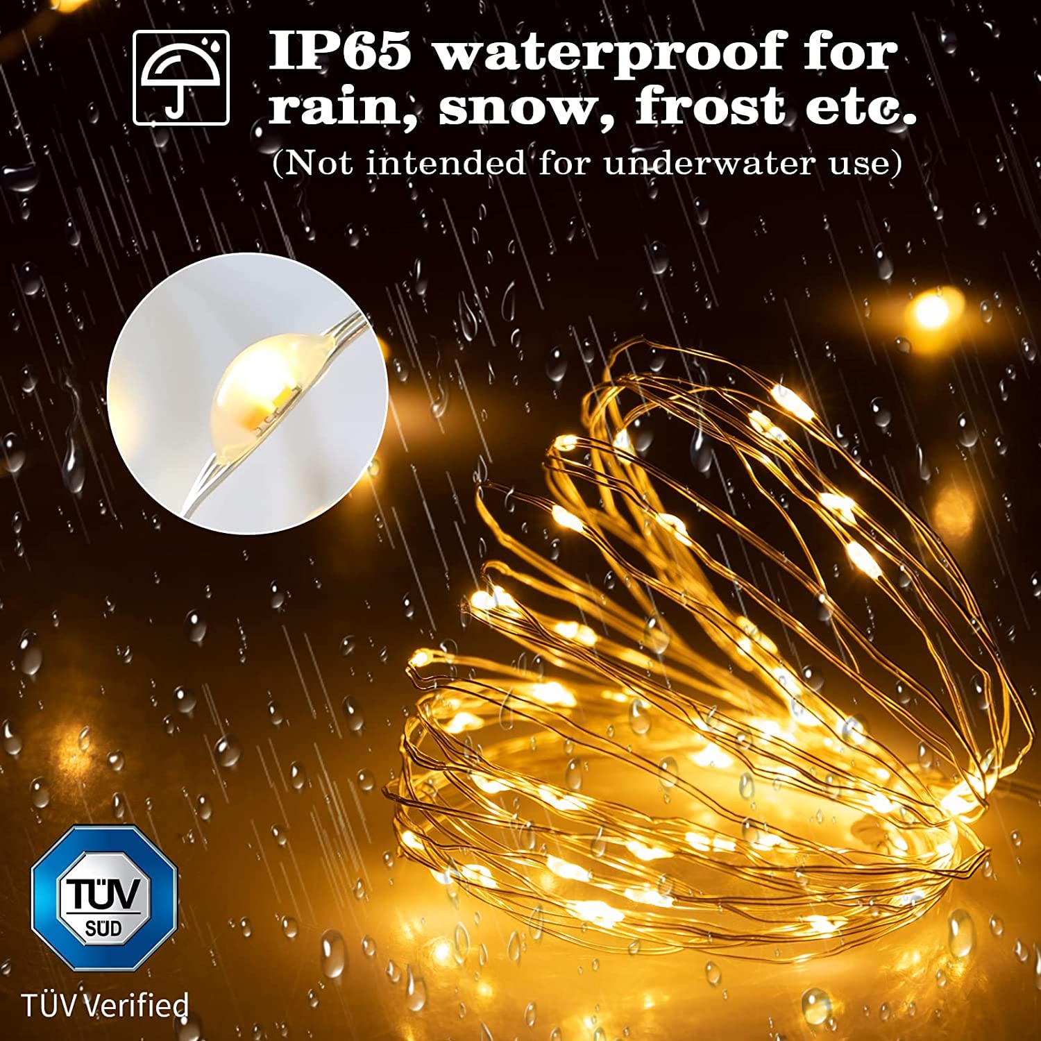 Koopower Battery Fairy Lights Lichterkette 11m 100 LED warmweiß