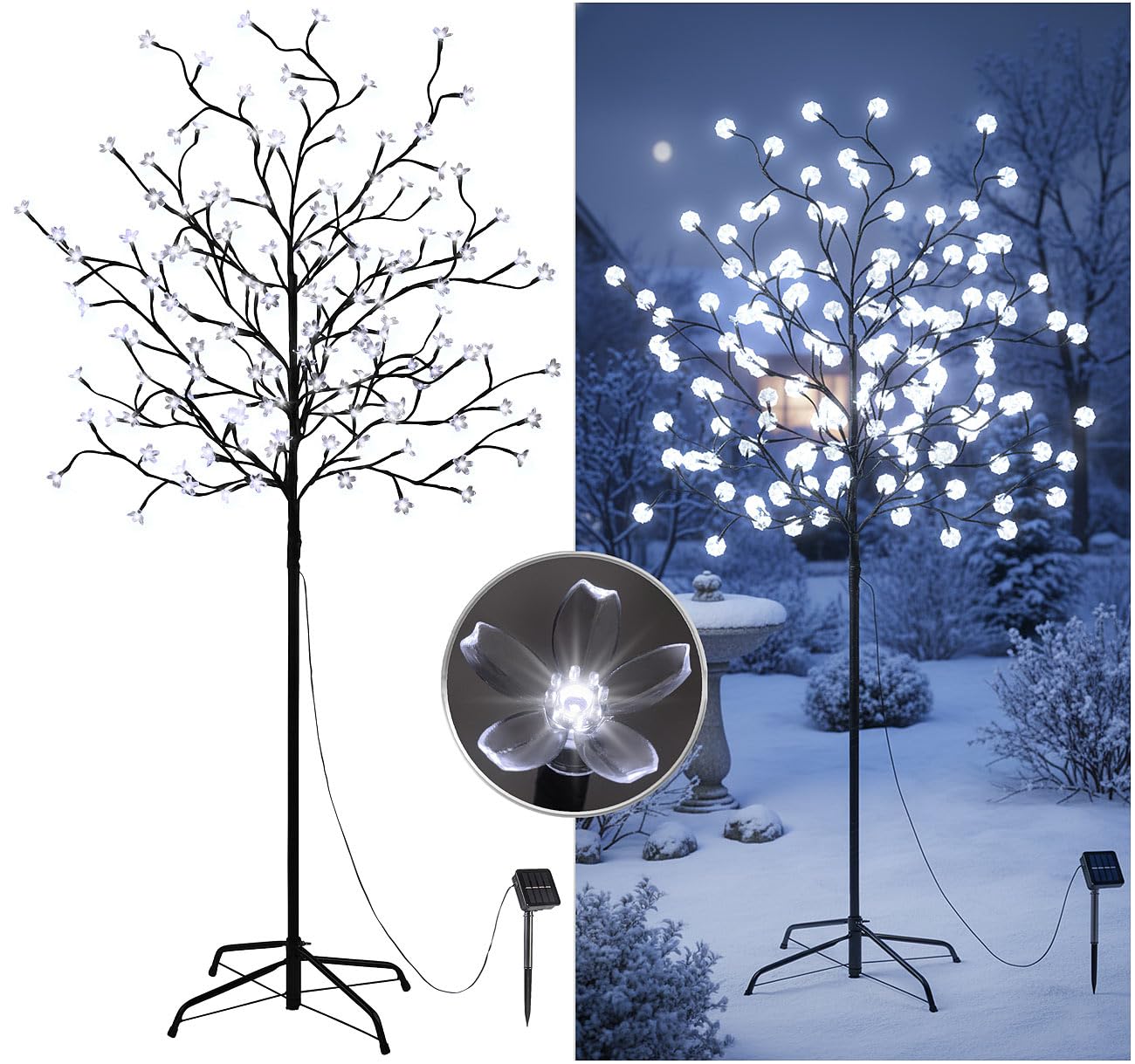 Lunartec Solar LED-Kirschbaum 150 cm 152 LEDs