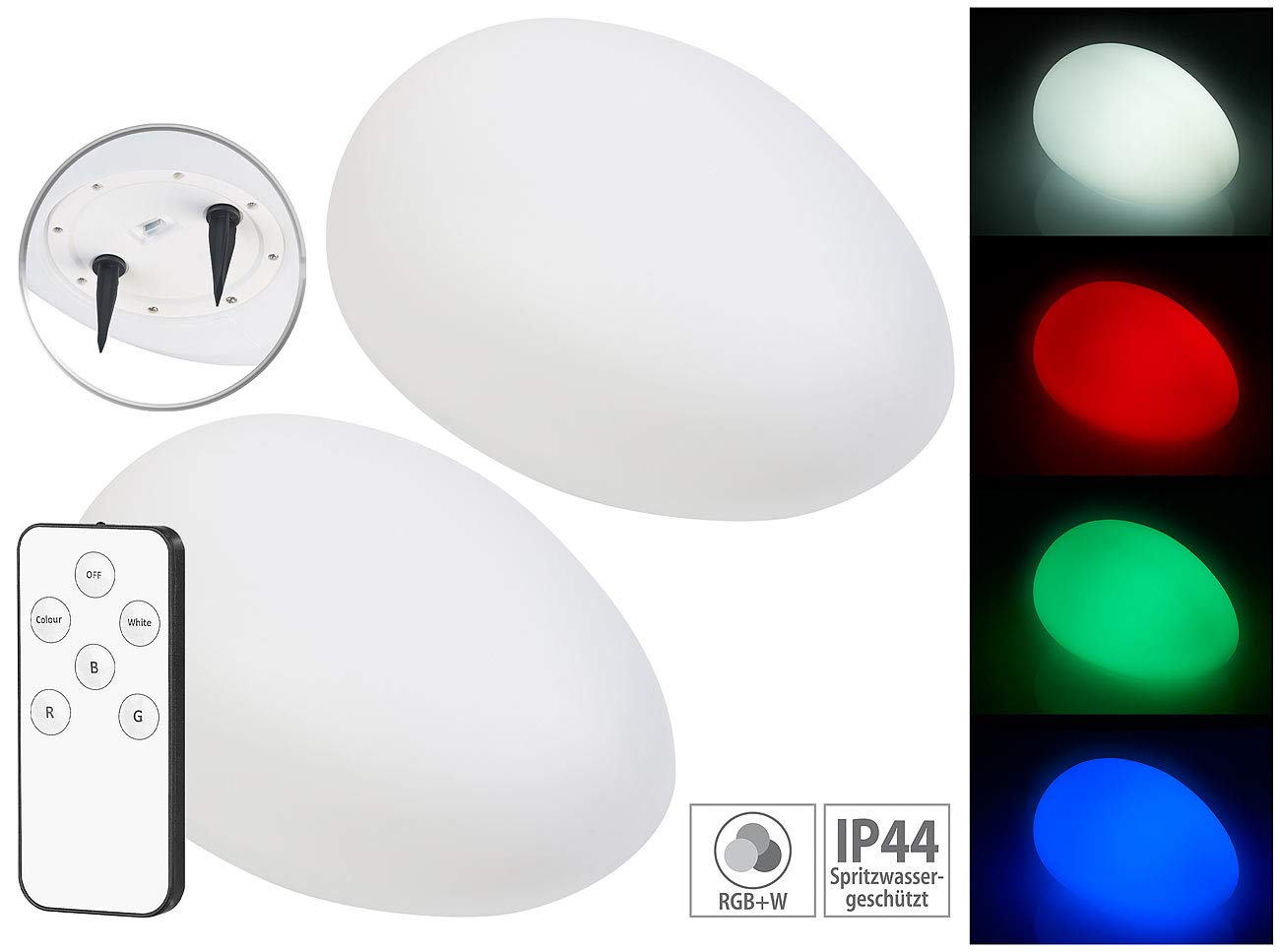 Lunartec Außenbeleuchtung Solar-Deko-Stein 2er-Set RGBW