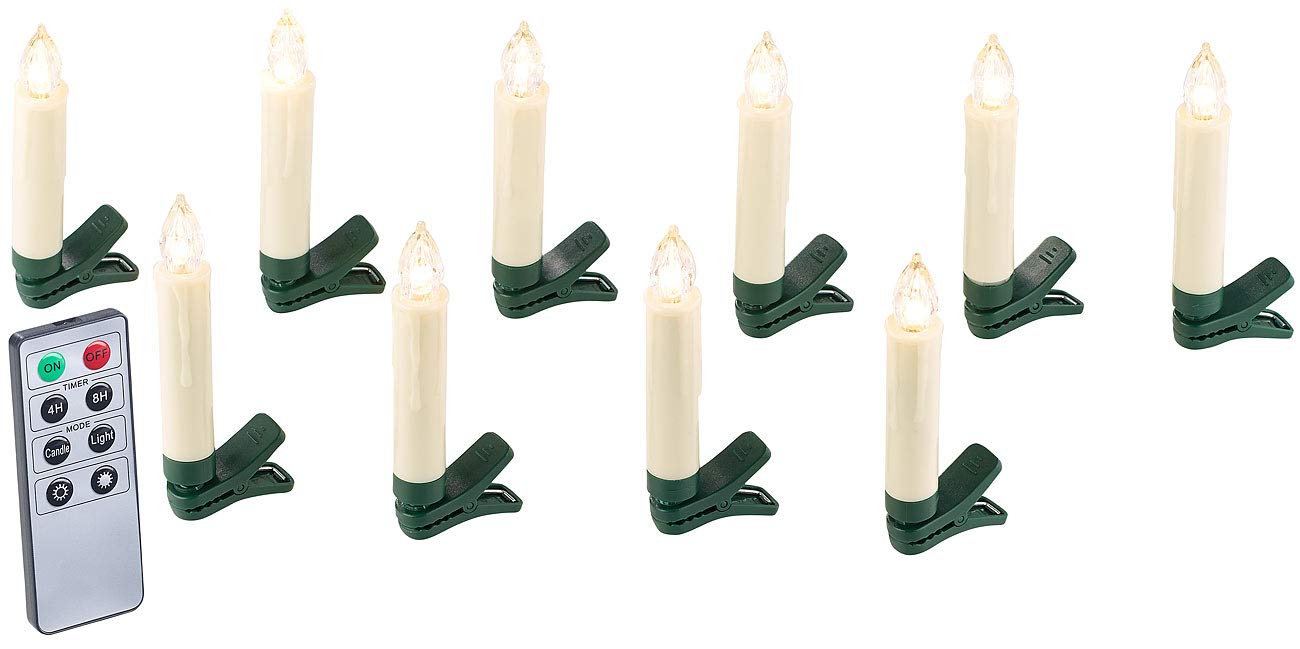Lunartec LED Weihnachtsbaum-Kerzen 30er-Set weiß Timer