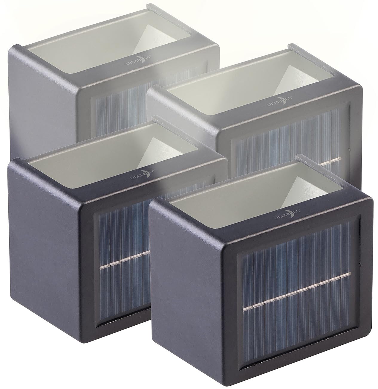 Lunartec Außenbeleuchtung Solar-Wandleuchte 4er-Set warmweiß IP65