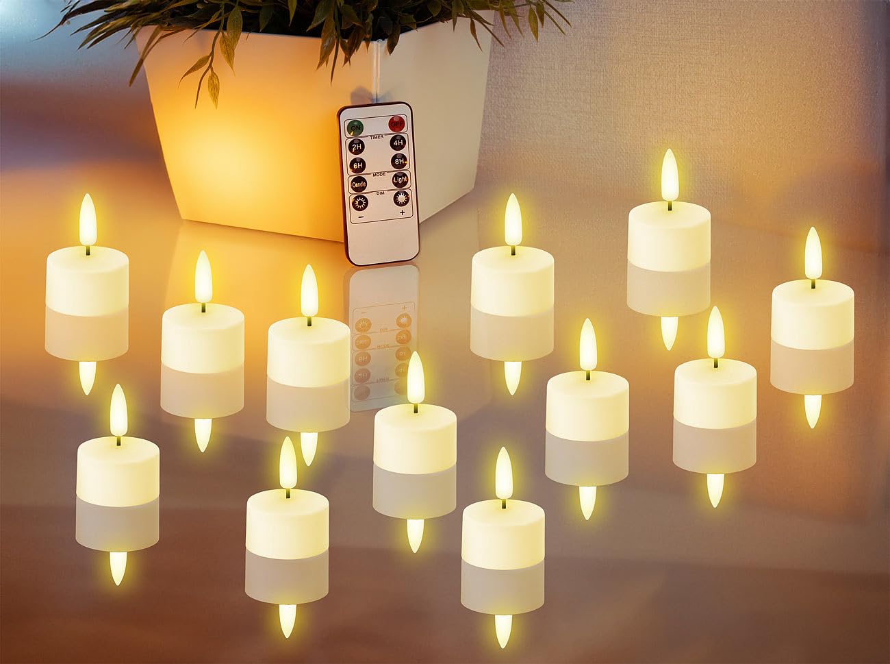 Lunartec Licht-Dekoration 12er Akku-LED-Teelichter Timer