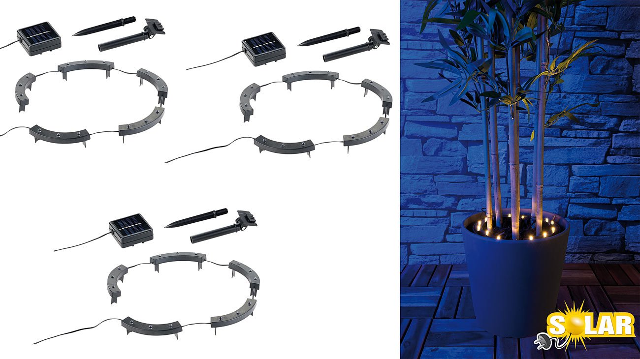 Lunartec Außenbeleuchtung Solar-Blumenlicht 15 LEDs 3er-Set