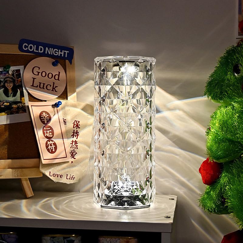 Lunartec Innenbeleuchtung LED Kristall-Tischlampe RGBW Akku