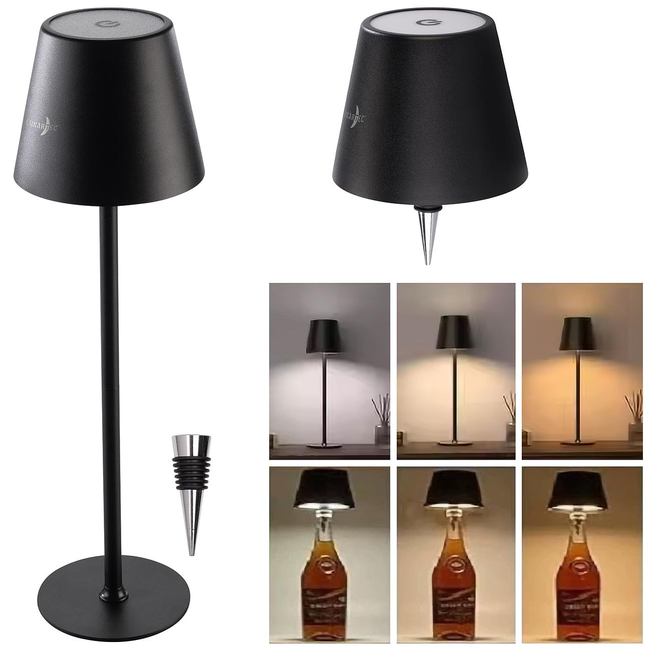 Lunartec Taschenlampen LED-Tischleuchte 4er-Set RGBW Akku
