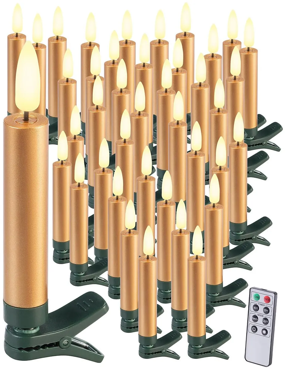 Lunartec Licht-Dekoration 40er LED-Baumkerzen gold warmweiß