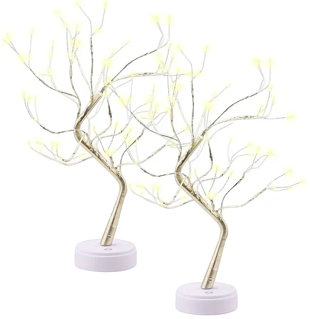 Lunartec Innenbeleuchtung LED-Lichterbäume gold 2er 53 cm